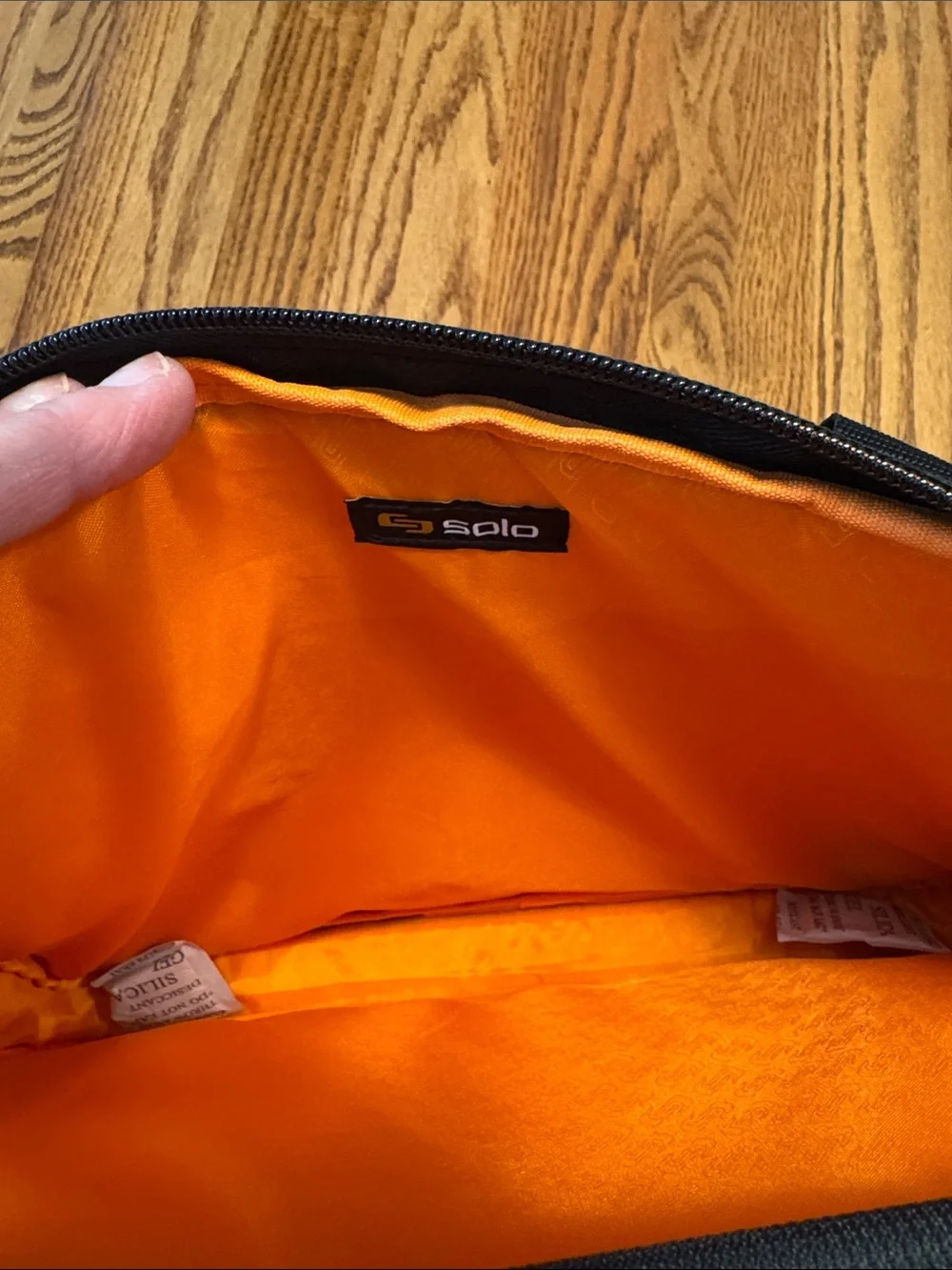 solo Black Laptop Messenger Bag with Orange Accents